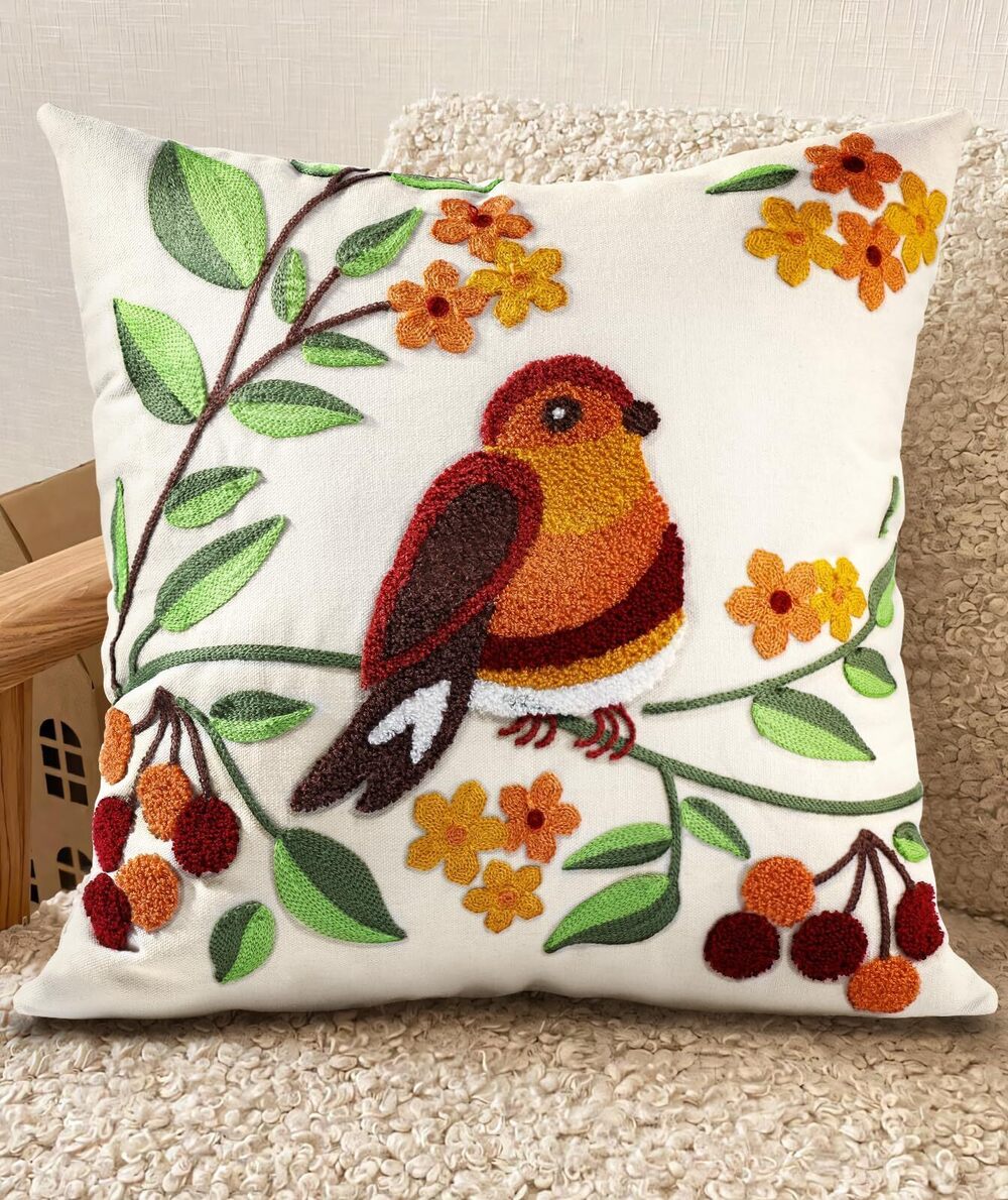 4932 Embroidered Throw Pillow Covers - 18x18 Decorative Pillow Covers